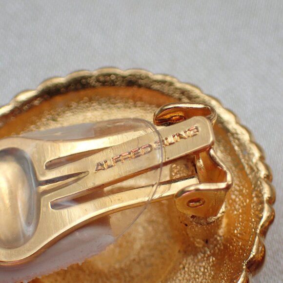 Alfred Sung Matt Gold Spiral Clip on Earrings-Vintage - Picture 9 of 9